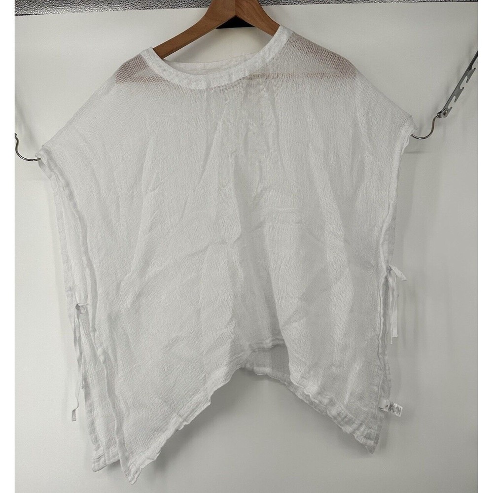 PURE JILL LINEN Women 3/4 Sleeve‎ Pullover See-Through Purple Top Sz Extra Small